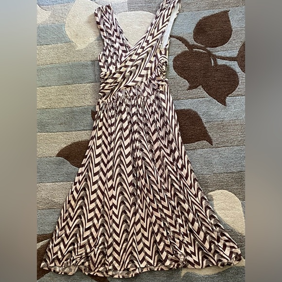 Anthropologie I Plenty by Tracy Reese Zig Zag Stripe Faux Wrap Midi Dress - Picture 7 of 8